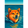 Shiba Inu Dog Joyful Swim Scene