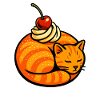 Orange Cat and Cherries Illustration