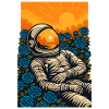 Sunset Astronaut in Blue Rose Garden