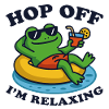Relaxed Frog with Drink in pool