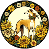 Elegant Greyhound with Floral Frame