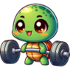 Chibi Turtle Dumbbell Weightlifting Sports