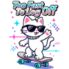 🐱 Gatto Skater con Occhiali – Too Fast To Log Off