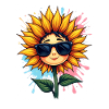 Sunny yellow sunflower with sunglasses