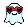 Pixel Ghost with Heart-Shaped Shades