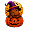 Cute Capybara in Halloween Pumpkin