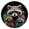 Raccoon family in a circle