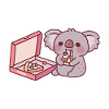 Mignon Koala Ours Mangeant Pizza