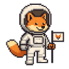 Pixel art fox in astronaut suit