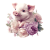 Little piglet with roses