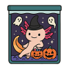 Süßes Halloween Axolotl mit Hexenhut