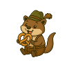 Wilde Otter mit Tracht und Brezel
