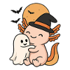 Axolotl Hugging Ghost Halloween
