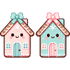 Cute Gingerbread House Duo