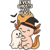 Halloween Axolotl Hug with Ghost