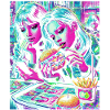 Vibrant Neon Cafe Scene Print