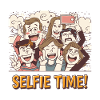 Colourful Group Selfie Illustration