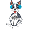 Playful Gaming Boston Terrier Dog Illustration
