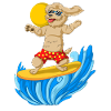 Beach Surfer Golden doodle with Sunglasses