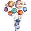 Astronaut erkundet bunte Planeten