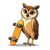 Eule mit Skateboard Illustration