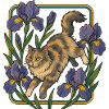 Elegant Cat Among Iris Flowers