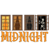 Skeleton at the window at night