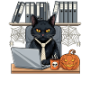 Halloween cat in office style