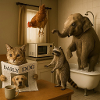 Unusual animals in the bathroom