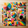 Abstract composition of coloured shapes