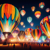 Bunte Nacht-Heißluftballons