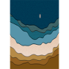 Abstraktes Strand-Design - Surfboard im Ozean
