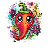 Funny chili with flowers