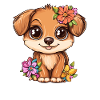 Puppy with flowers