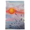 Sunset Over Meadow Wildflowers Grass Wheat