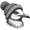 Seagull with bobble hat