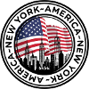 American Skyline with Flag Embrace