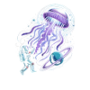 Space adventure with astronaut and jellyfish
