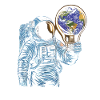 Astronaute spatial avec lampe globe