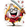 Fearless Garlic Samurai Hero Character