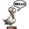 Humorous seagull with speech bubble