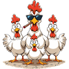 Cartoon Chicken Family
