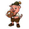 Humorous piglet with pretzel