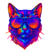 Vibrant Neon Cat with Sunglasses