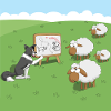 Border Collie with Sheep Cartoon