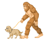 Bigfoot Walking Golden Doodle dog Illustration