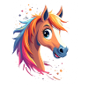 Buntes Pferd mit Regenbogenmähne