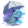 Lizard mit Regenschirm Cartoon Design