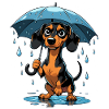 Cute dachshund with umbrella
