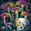 Neon Gothic Mushroom Skull Illustration
